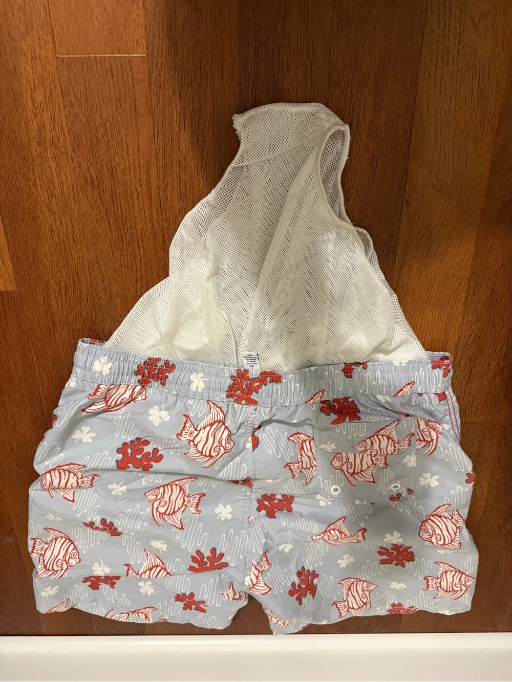 Reyn Spooner Hawaiian Traditions Angel Fish Coral Swim Trunks Mesh Blue Red L